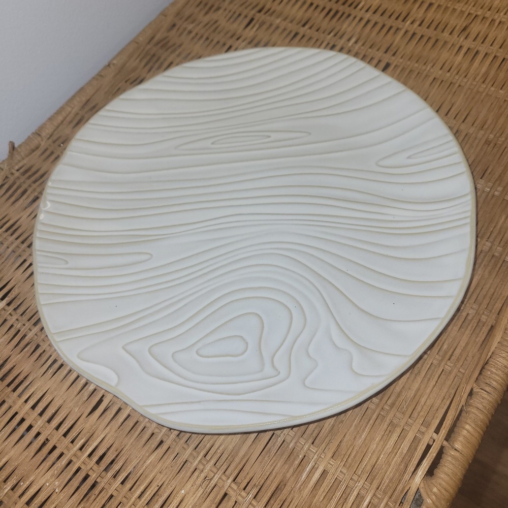 Martha Stewart White Stoneware Textured Woodgrain Salad Plate NWT